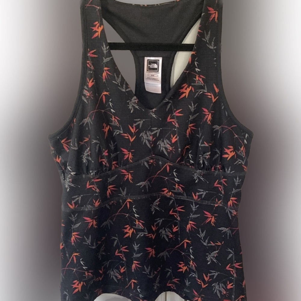 North Face Floral Black and Red Women's Top M